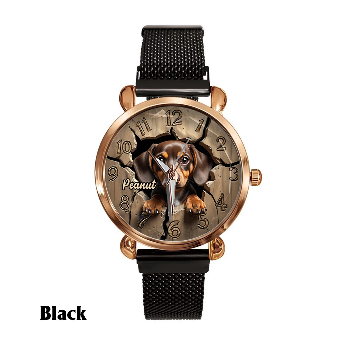 Montre-bracelet personnalisée pour femme passionnée de teckels 
