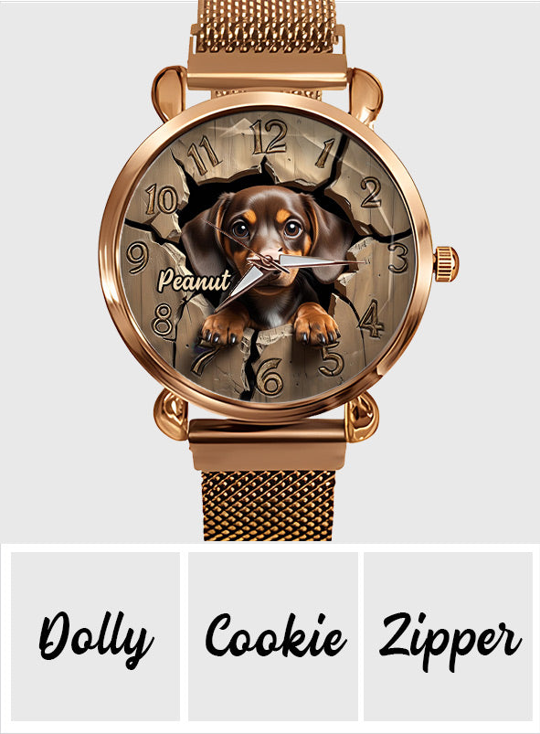 Montre-bracelet personnalisée pour femme passionnée de teckels 
