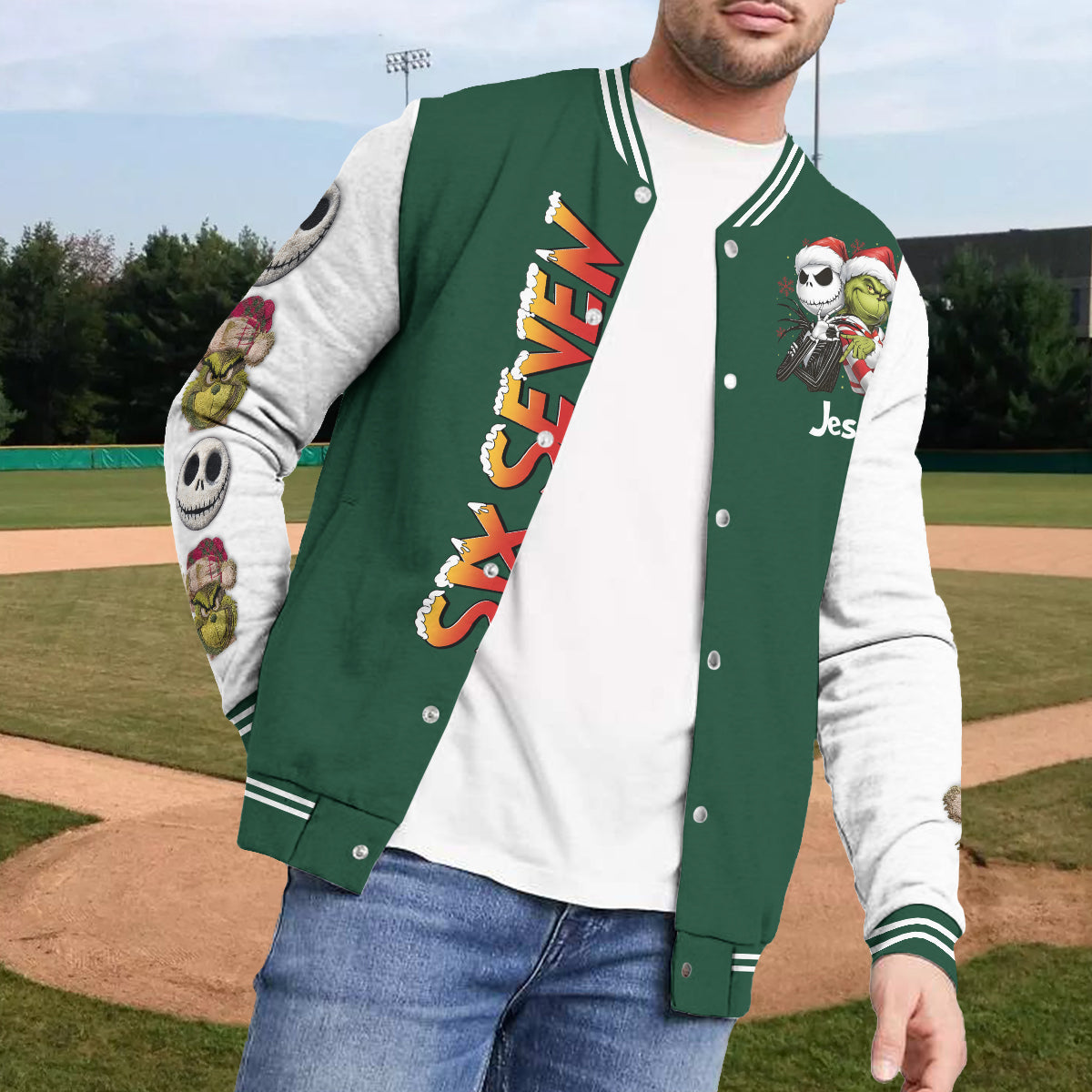 Six Seven - Personalized Stole Christmas Varsity Jacket