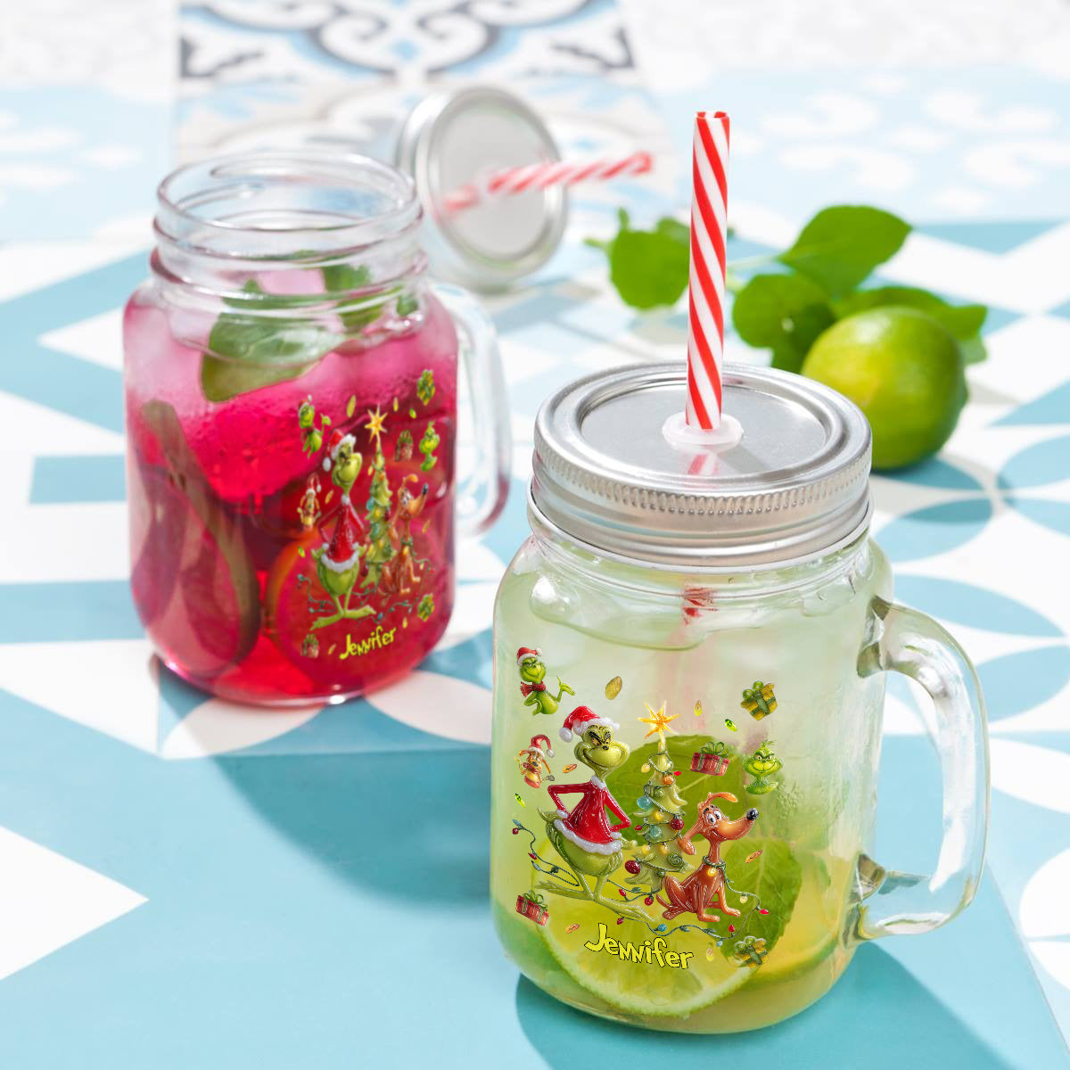 Merry Greenmas - Personalized Stole Christmas Mason Jar Cup