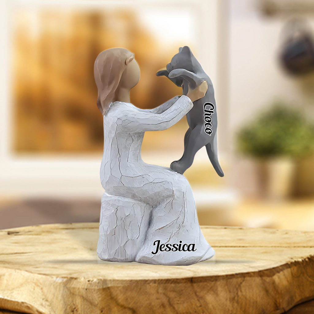 Maman Chat - Plaque acrylique personnalisée en forme de chat
