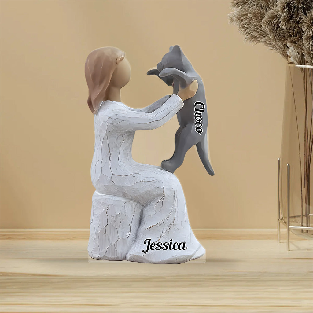 Maman Chat - Plaque acrylique personnalisée en forme de chat