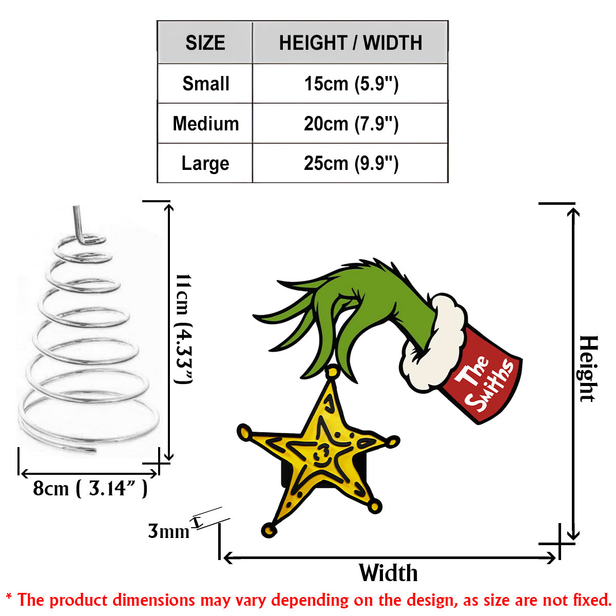 La malice verte a volé l'étoile jaune - Décoration de sapin de Noël lumineuse LED personnalisée « Étole »