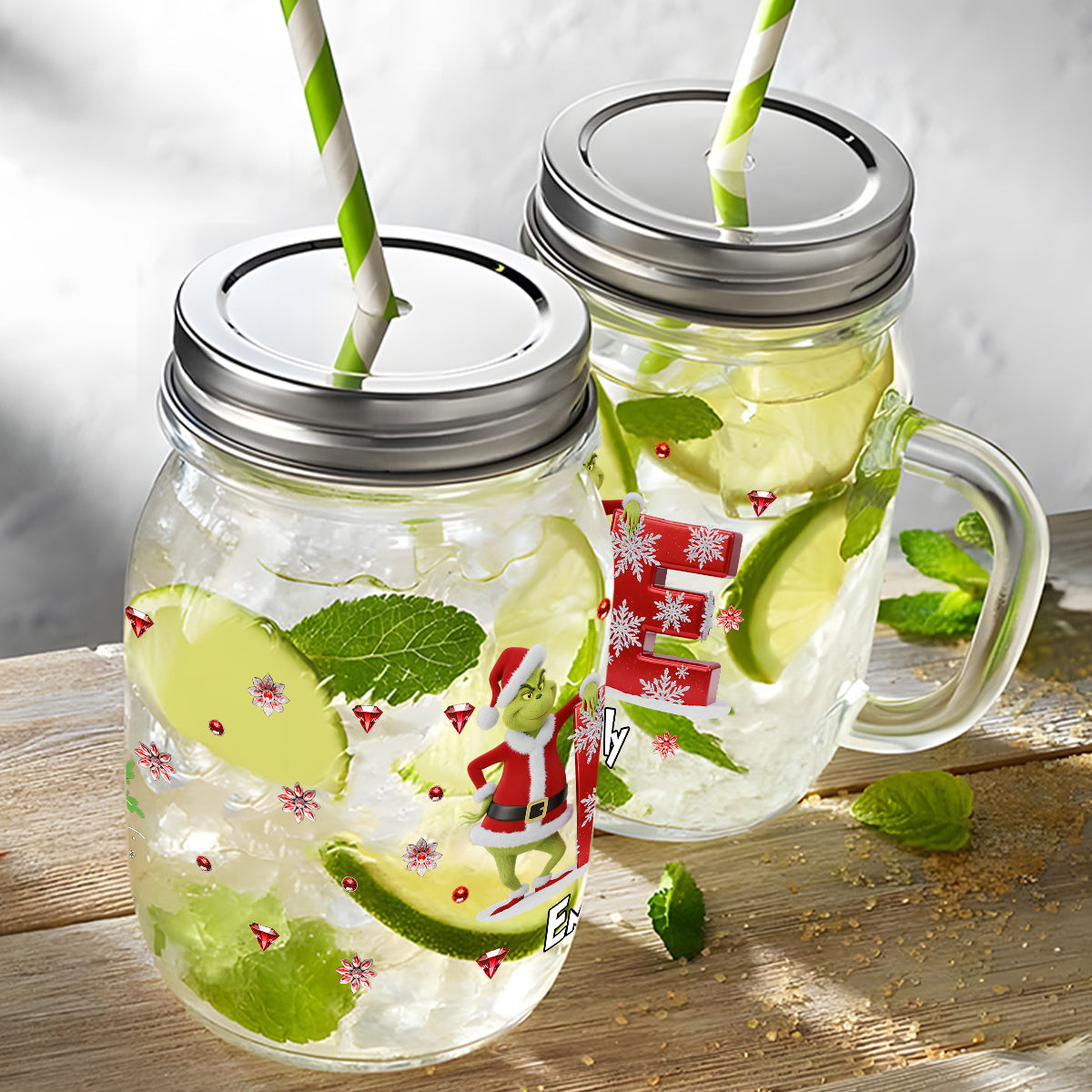 Cadeau humoristique avec initiales - Bol Mason personnalisé « Étole de Noël »