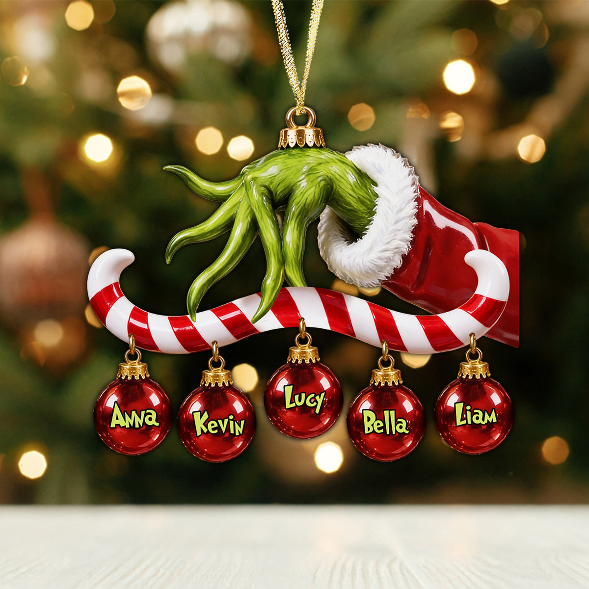 Merry Grinchmas - Personalized Stole Christmas Ornament With Charm