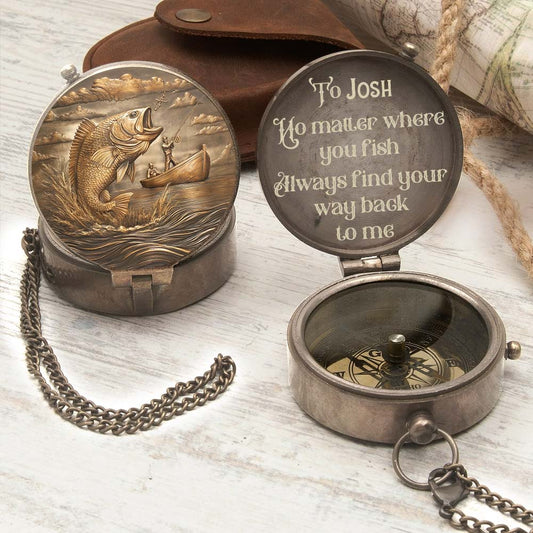 Cadeau pour mari, fils, papa pêcheur... - Boussole de pêche personnalisée