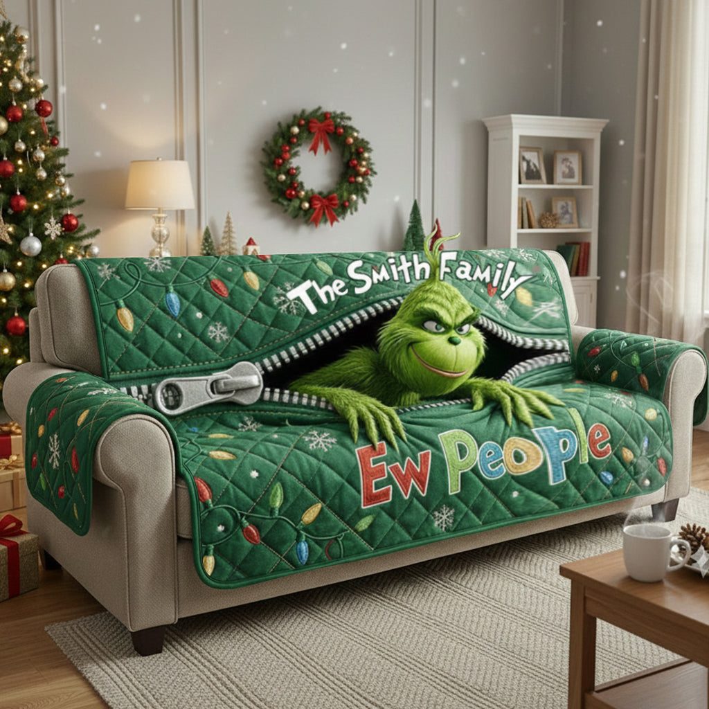 Ew People - Personalized Stole Christmas Quilted Sofa/Couch Cover