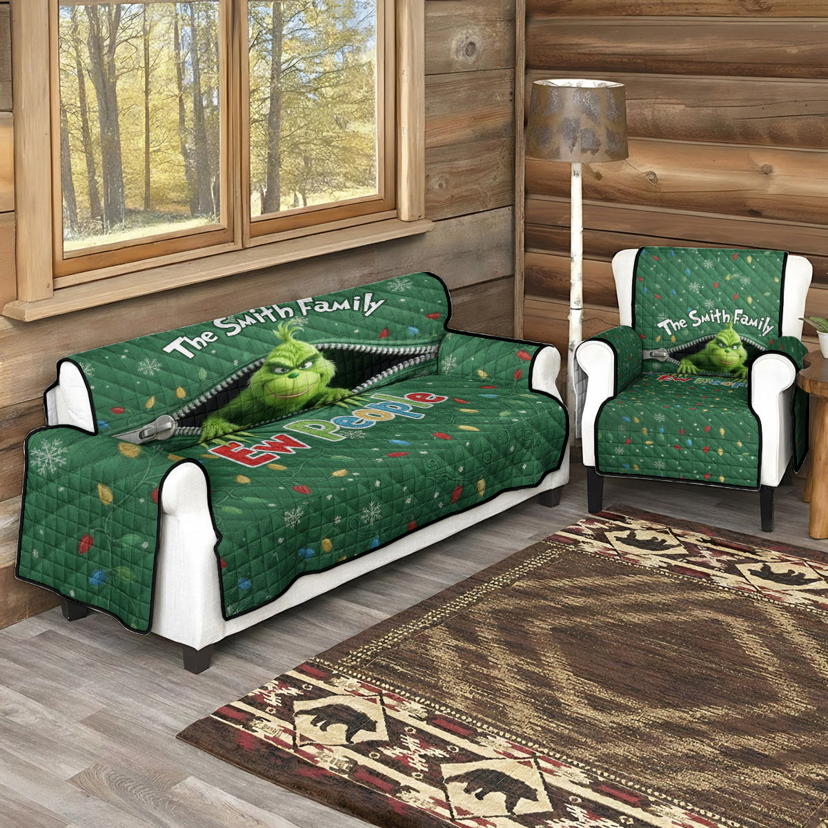 Ew People - Personalized Stole Christmas Quilted Sofa/Couch Cover