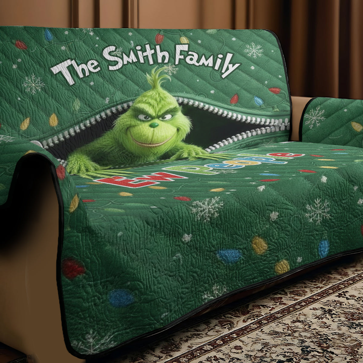 Ew People - Personalized Stole Christmas Quilted Sofa/Couch Cover