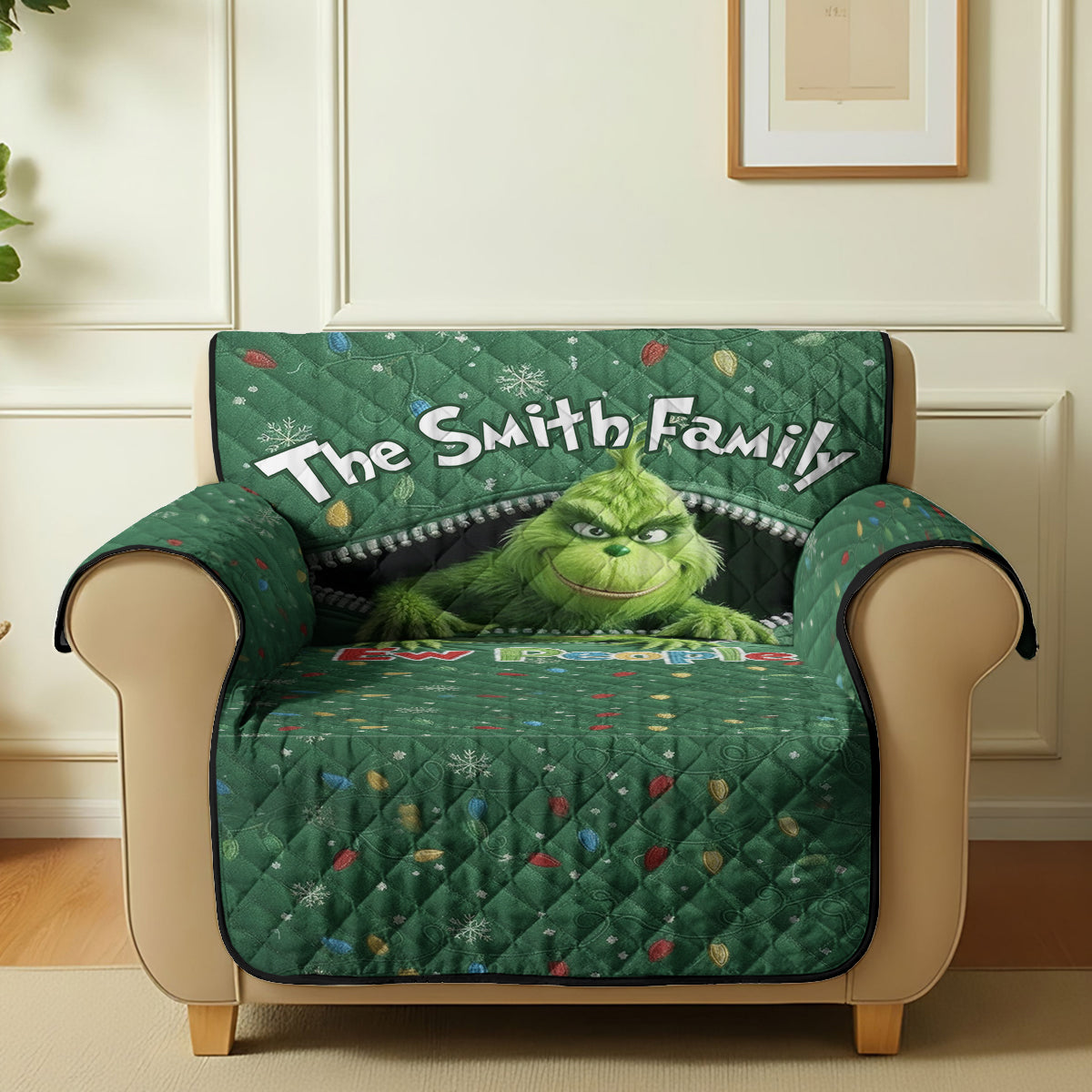 Ew People - Personalized Stole Christmas Quilted Sofa/Couch Cover