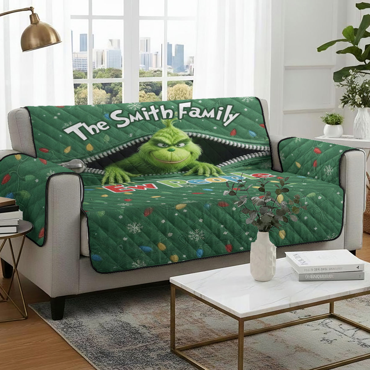 Ew People - Personalized Stole Christmas Quilted Sofa/Couch Cover