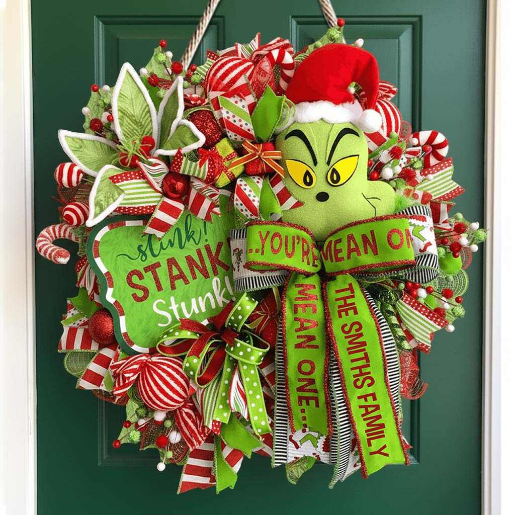 Stink Stank Stunk Green Mischief Naughty Monster - Panneau en bois personnalisé en forme de Noël