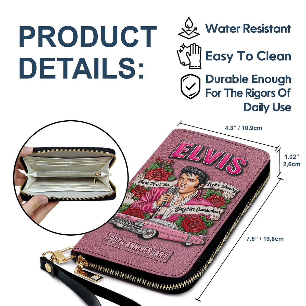 There Must Be Light Shinning Brighter Somewhere - Personalized King of Rock and Roll Leather Long Wallet