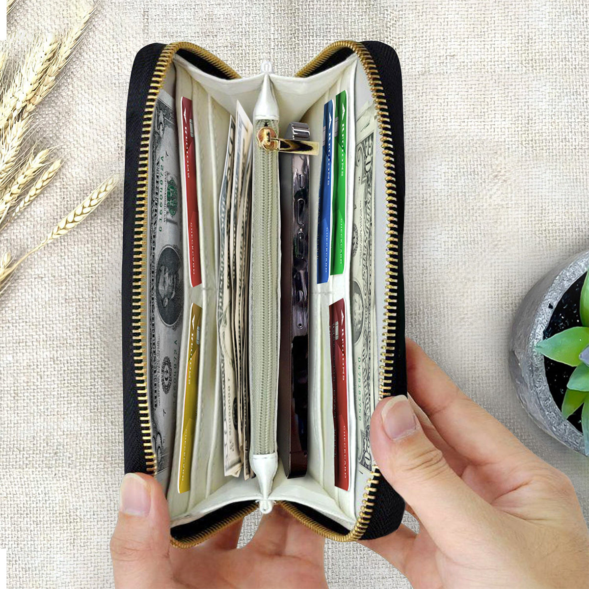 There Must Be Light Shinning Brighter Somewhere - Personalized King of Rock and Roll Leather Long Wallet