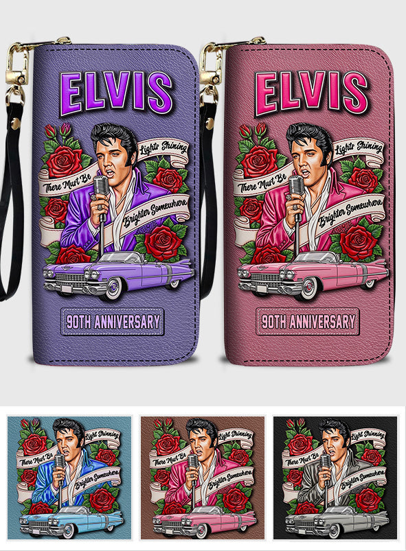 There Must Be Light Shinning Brighter Somewhere - Personalized King of Rock and Roll Leather Long Wallet