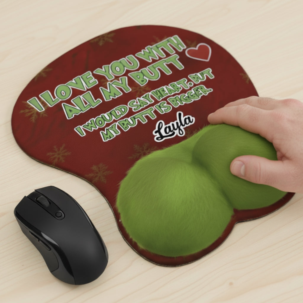 Je t'aime de tout mon cœur - Cadeau de Noël idéal pour lui - Tapis de souris 3D personnalisé avec étole de Noël