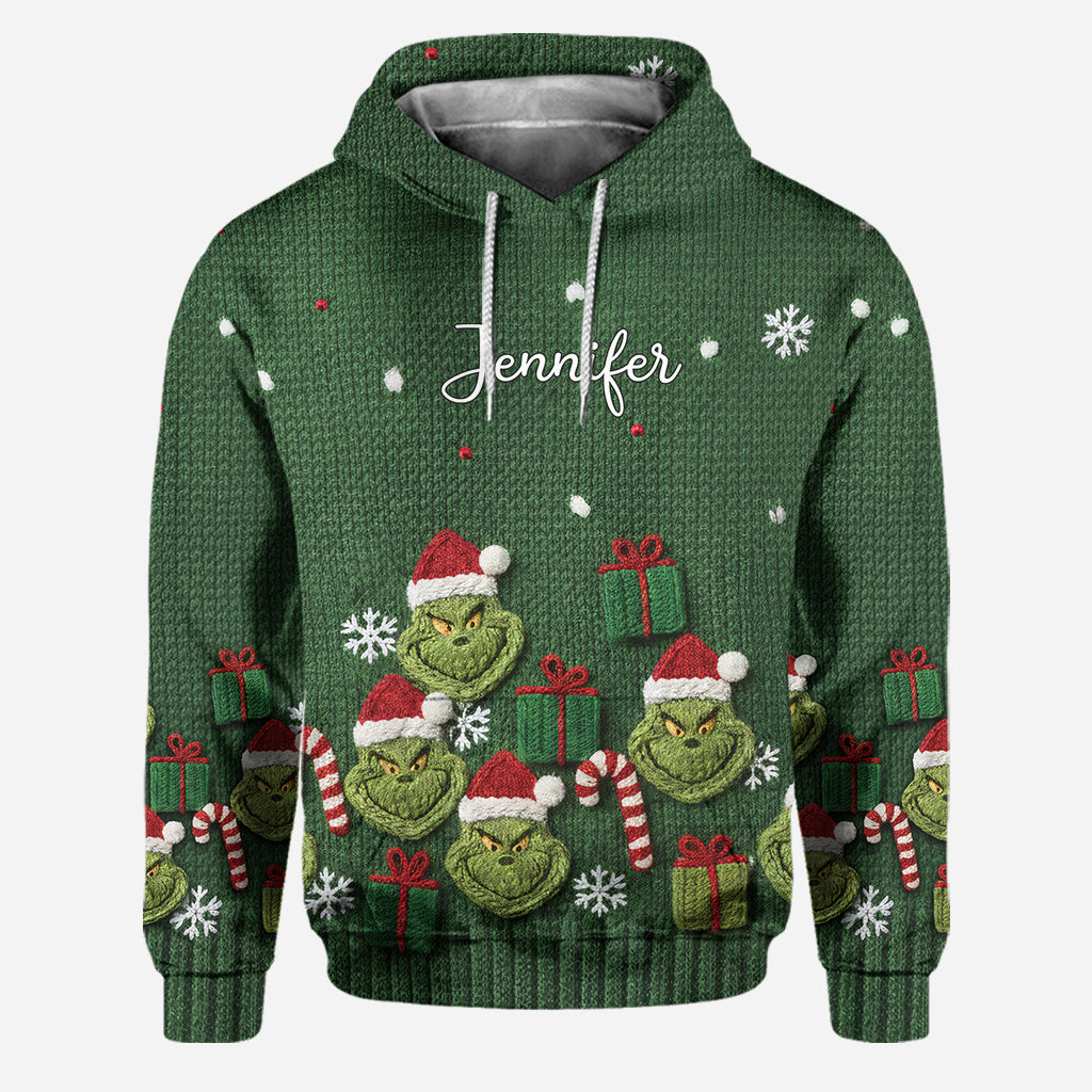 Green Mischief Naughty Christmas - Sweat à capuche et legging personnalisés avec étole de Noël