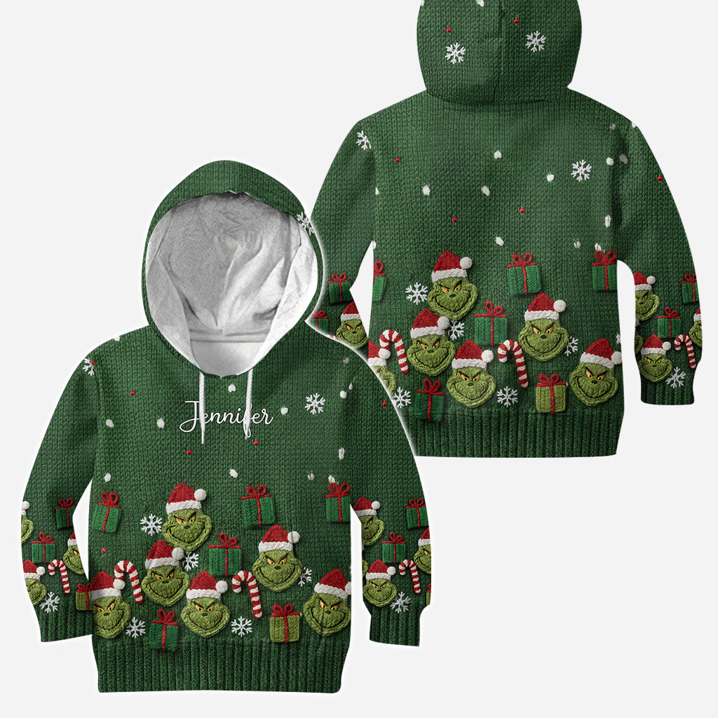 Green Mischief Naughty Christmas - Sweat à capuche et legging personnalisés avec étole de Noël