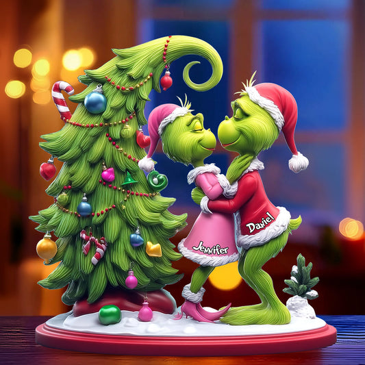 Couple Merry Grinchmas - Personalized Stole Christmas Custom Shaped Acrylic Plaque