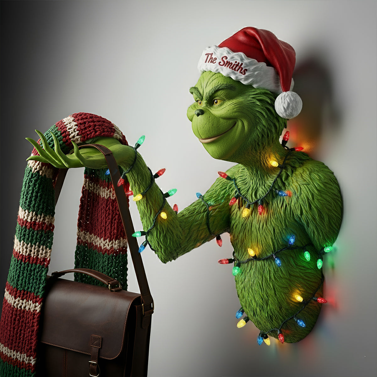 Joyeux Grinchmas - Organisateur suspendu personnalisé en forme d'étole de Noël