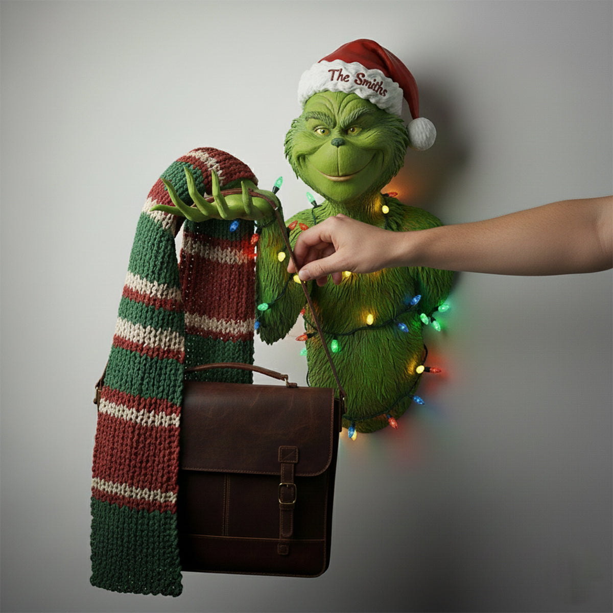 Joyeux Grinchmas - Organisateur suspendu personnalisé en forme d'étole de Noël