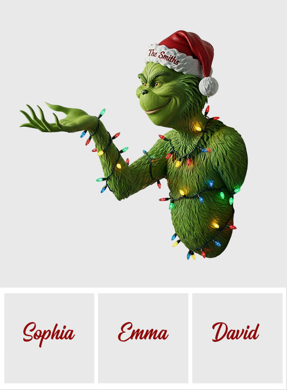 Joyeux Grinchmas - Organisateur suspendu personnalisé en forme d'étole de Noël