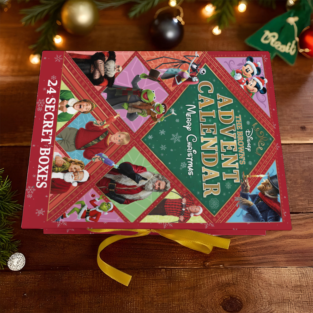 Calendrier de l'Avent de Noël sur le thème des films - Calendrier de l'Avent de Noël pliable et personnalisé avec décorations