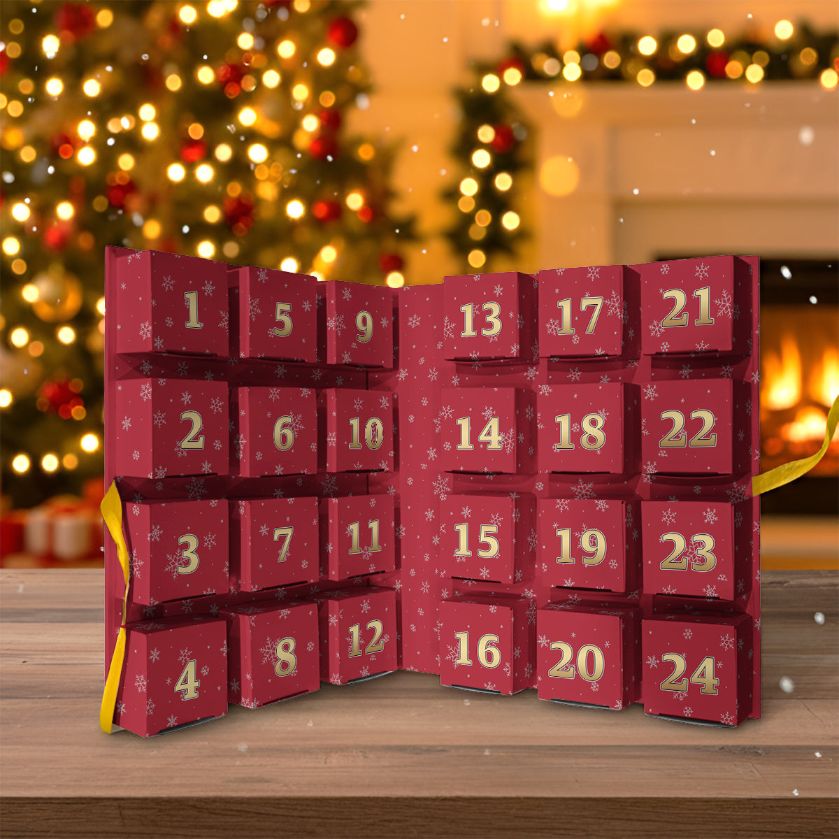 Calendrier de l'Avent de Noël sur le thème des films - Calendrier de l'Avent de Noël pliable et personnalisé avec décorations