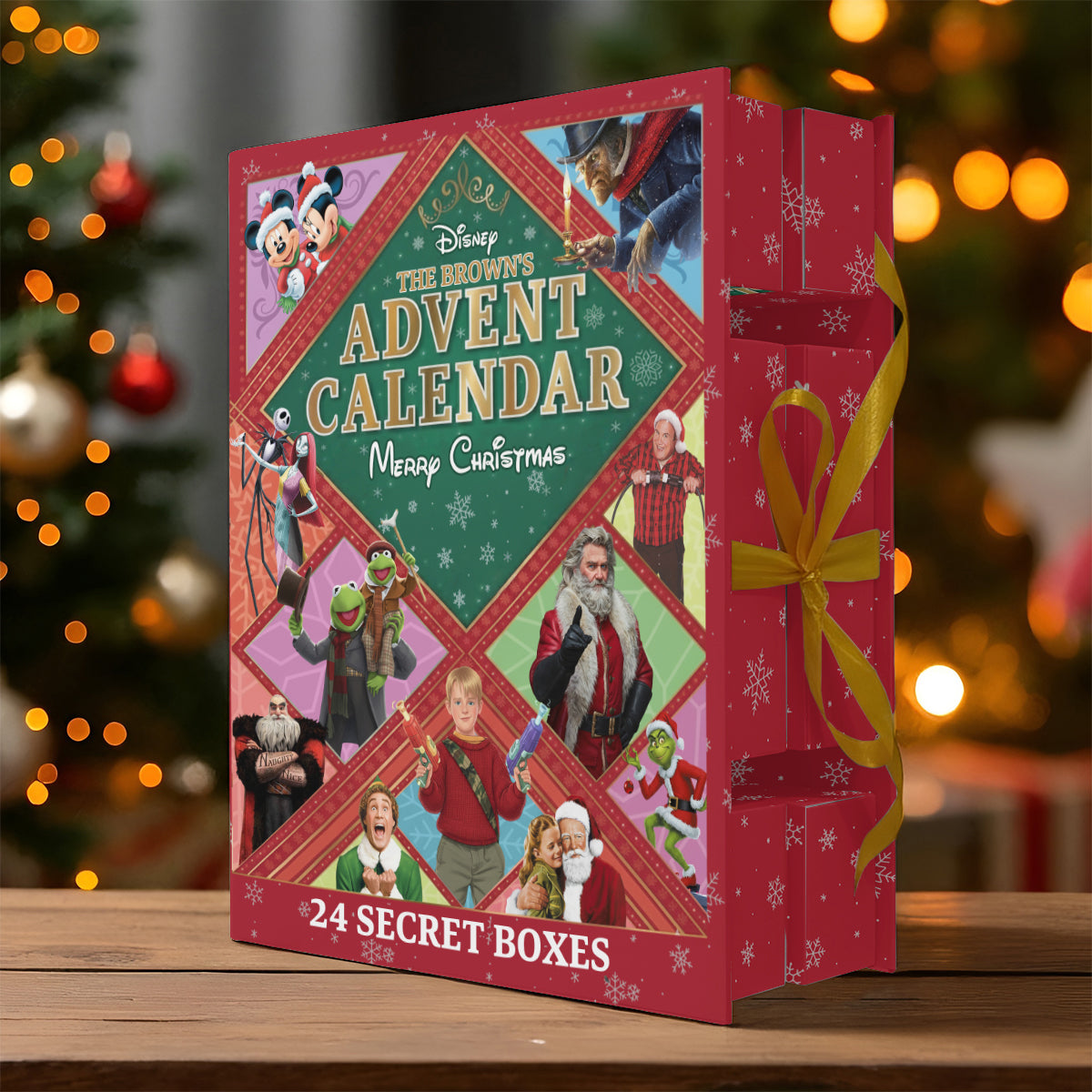 Calendrier de l'Avent de Noël sur le thème des films - Calendrier de l'Avent de Noël pliable et personnalisé avec décorations