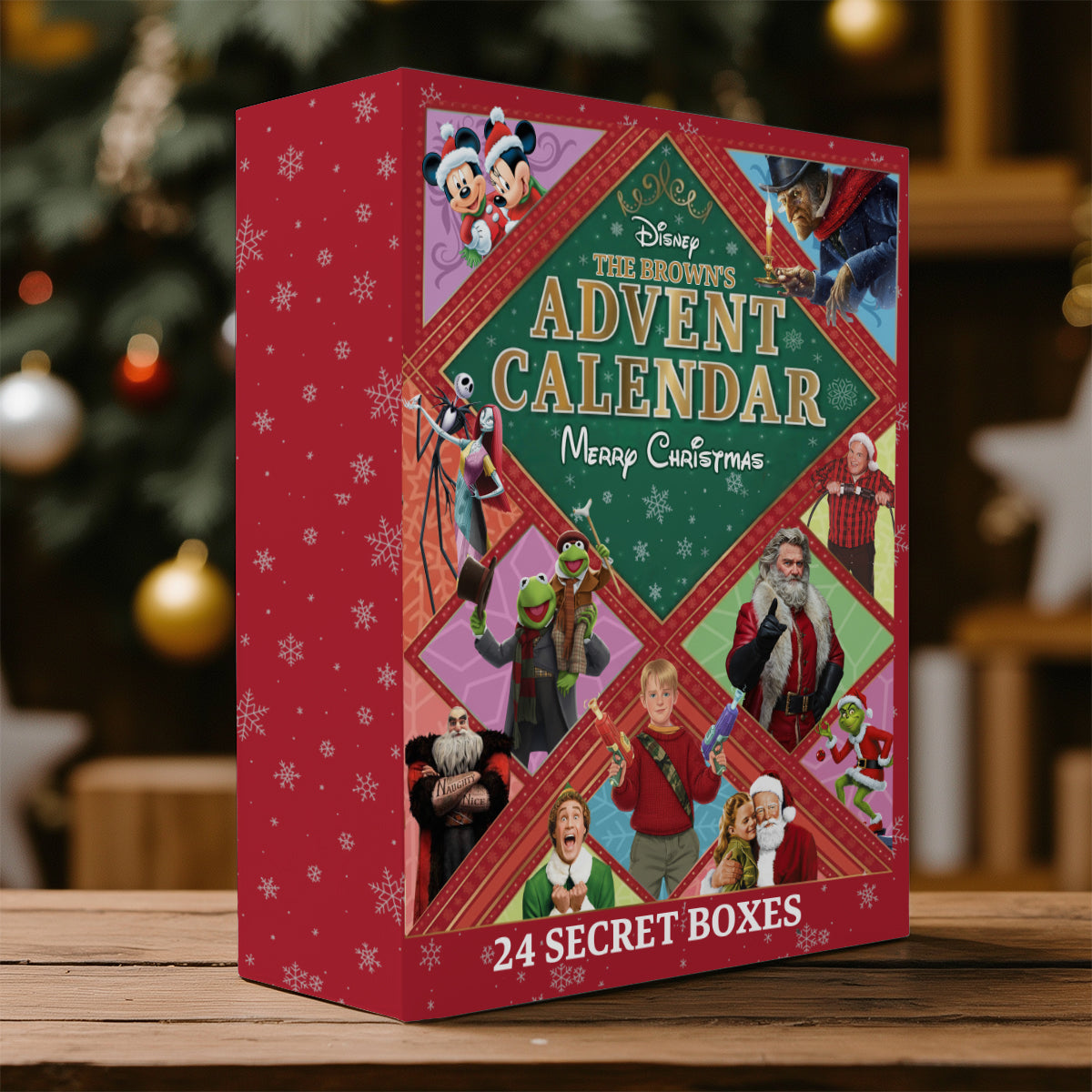 Calendrier de l'Avent de Noël sur le thème des films - Calendrier de l'Avent de Noël pliable et personnalisé avec décorations