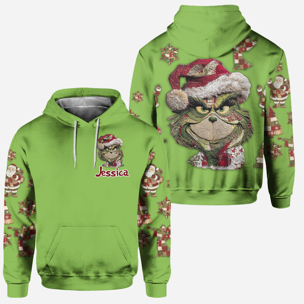 Écusson vert - Sweat à capuche et legging de Noël personnalisés avec étole