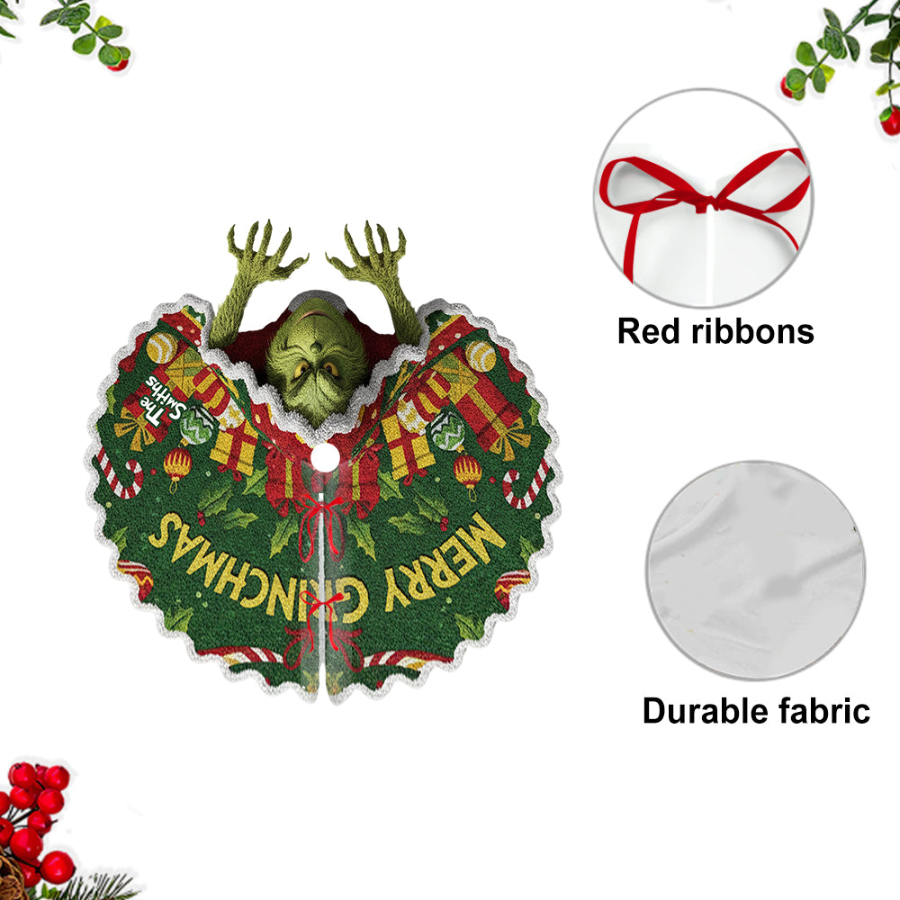 Joyeux Grinchmas - Jupe de sapin personnalisée en forme d'étole de Noël