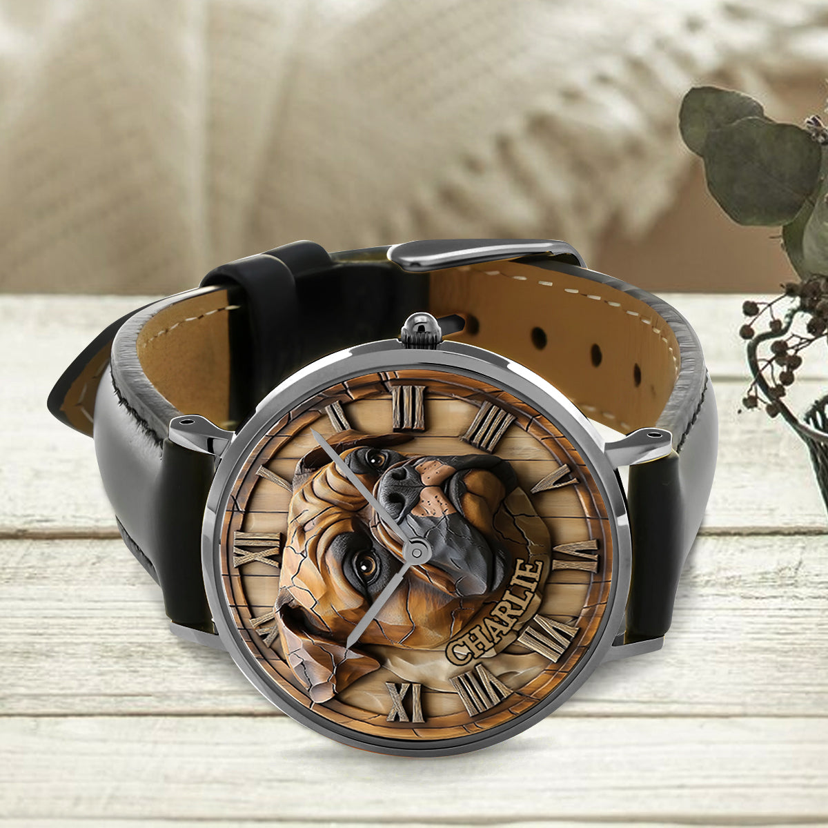 Montre-bracelet personnalisée Brave Boxer - Chien