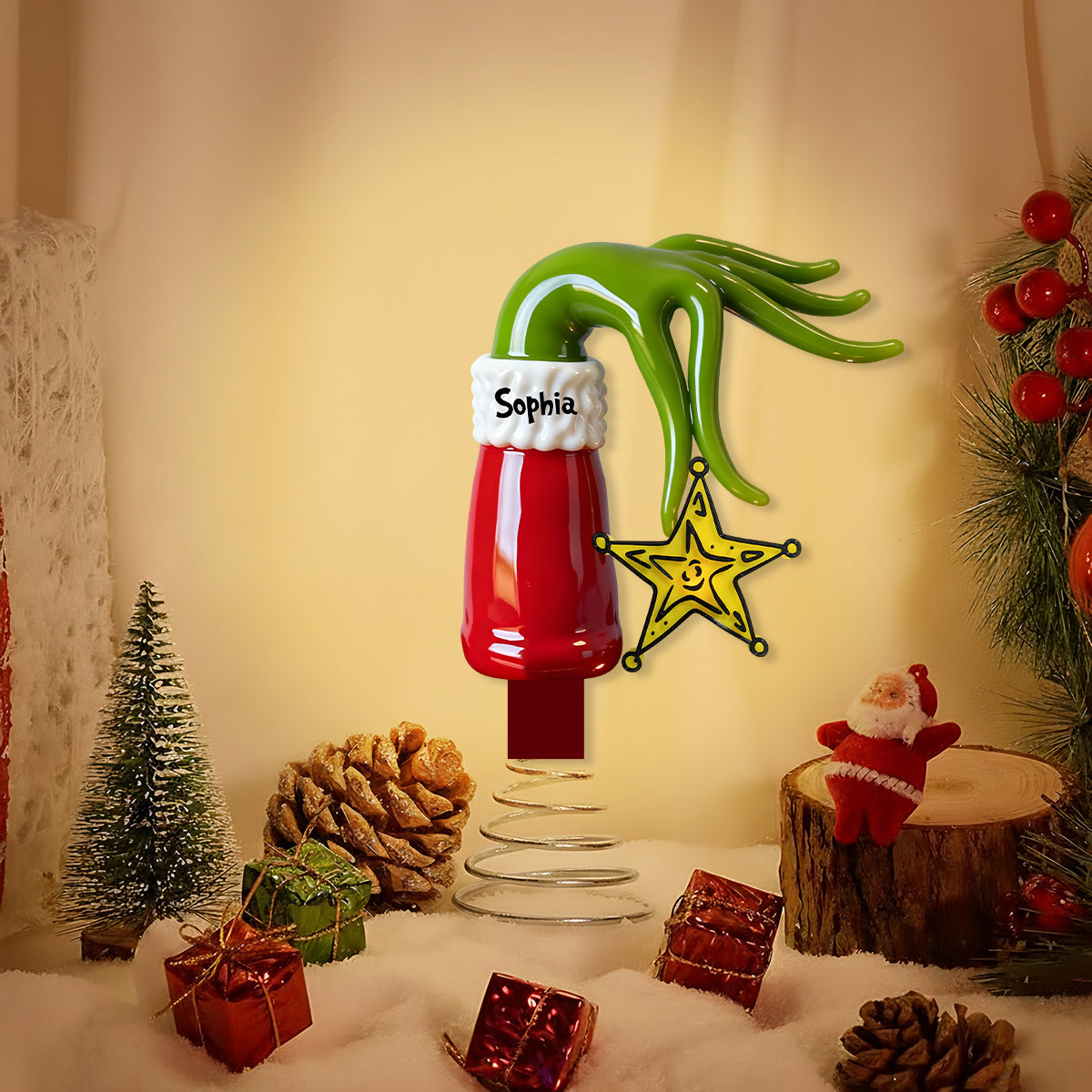 Grinchmas 2025 - Personalized Stole Christmas LED Light Tree Topper