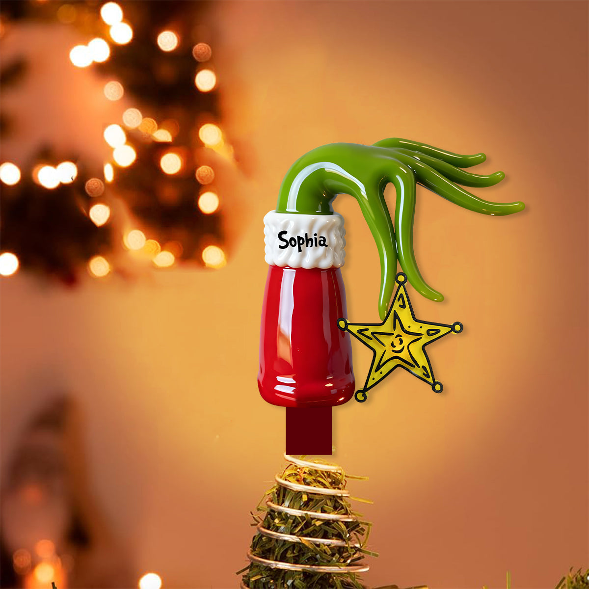 Grinchmas 2025 - Personalized Stole Christmas LED Light Tree Topper