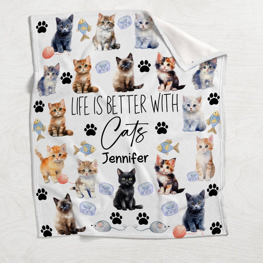 La vie est plus belle avec des chats - Couverture personnalisée pour chat
