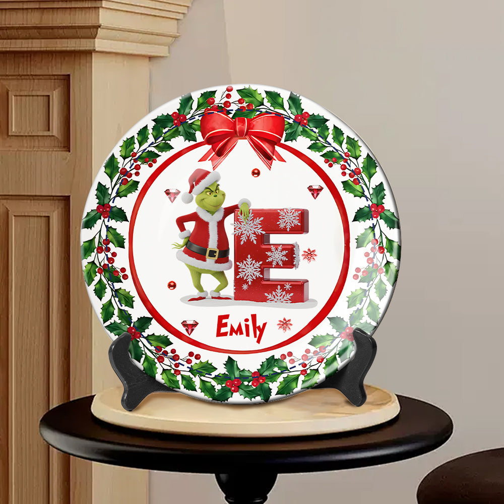 Joyeux Noël - Assiette ronde en céramique personnalisée avec étole de Noël