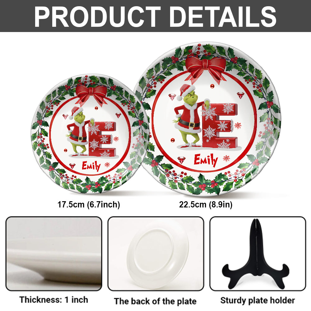 Joyeux Noël - Assiette ronde en céramique personnalisée avec étole de Noël