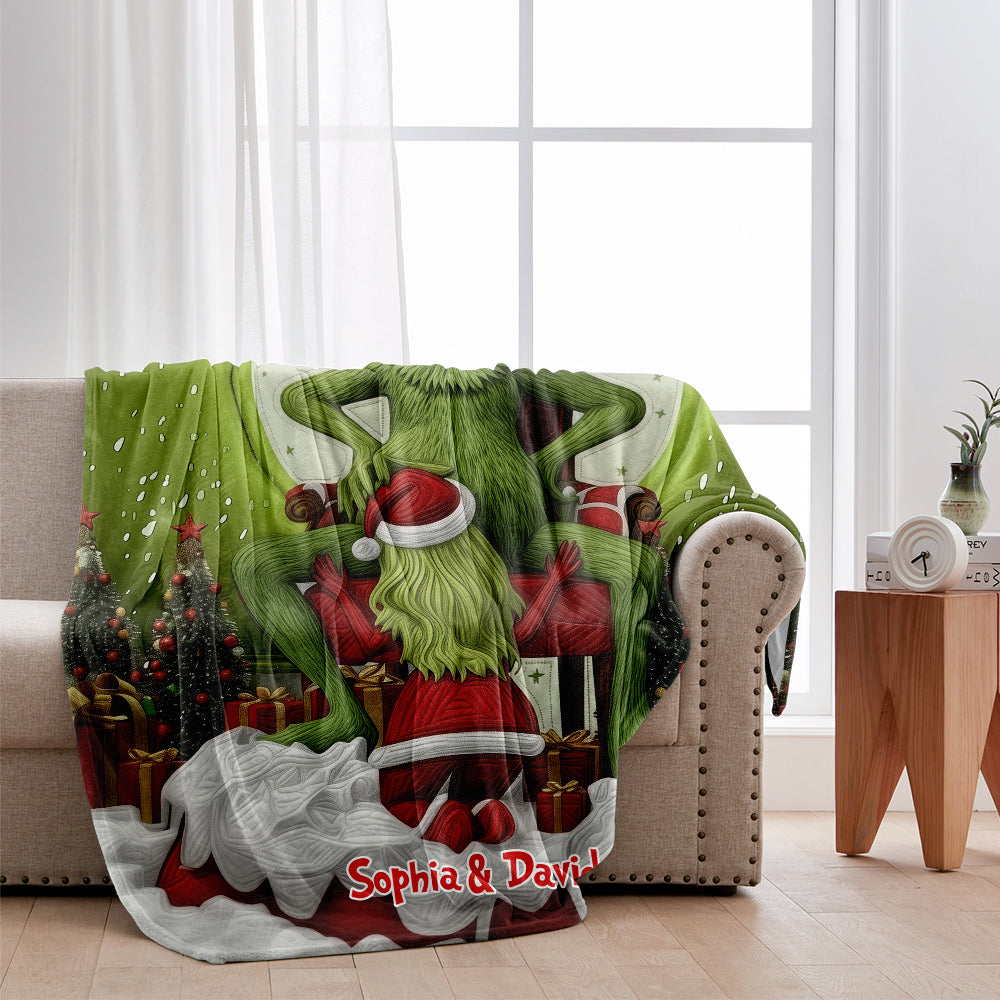 Funny Monster Couple - Personalized Couple Blanket