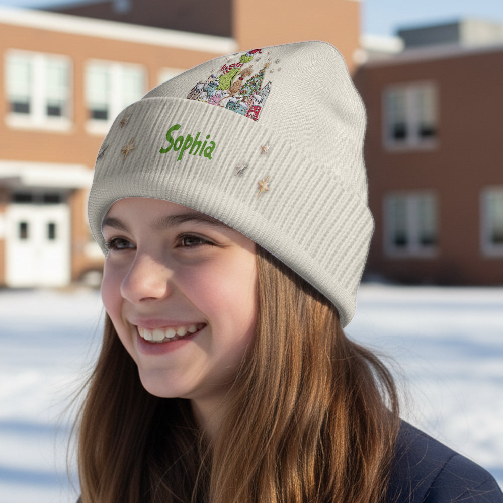 Joyeux Grinchmas - Bonnet de Noël personnalisé avec étole