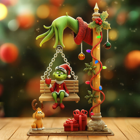 Merry Grinchmas - Personalized Stole Christmas Plaque With Charm