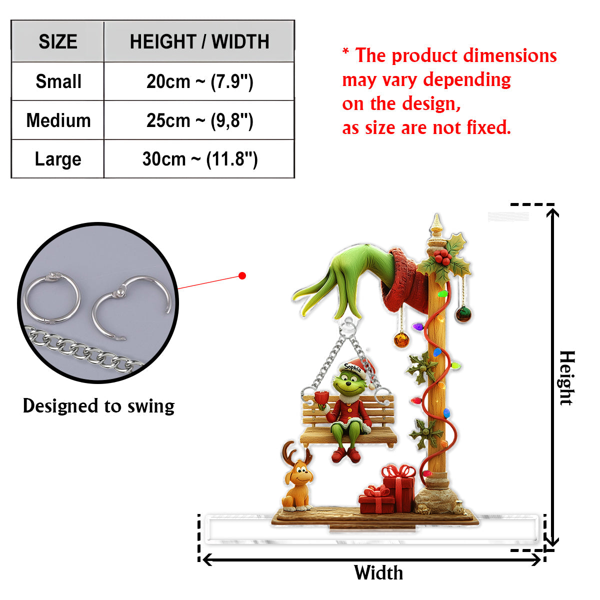 Joyeux Grinchmas - Étole de Noël personnalisée avec breloque