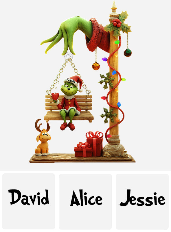 Joyeux Grinchmas - Étole de Noël personnalisée avec breloque