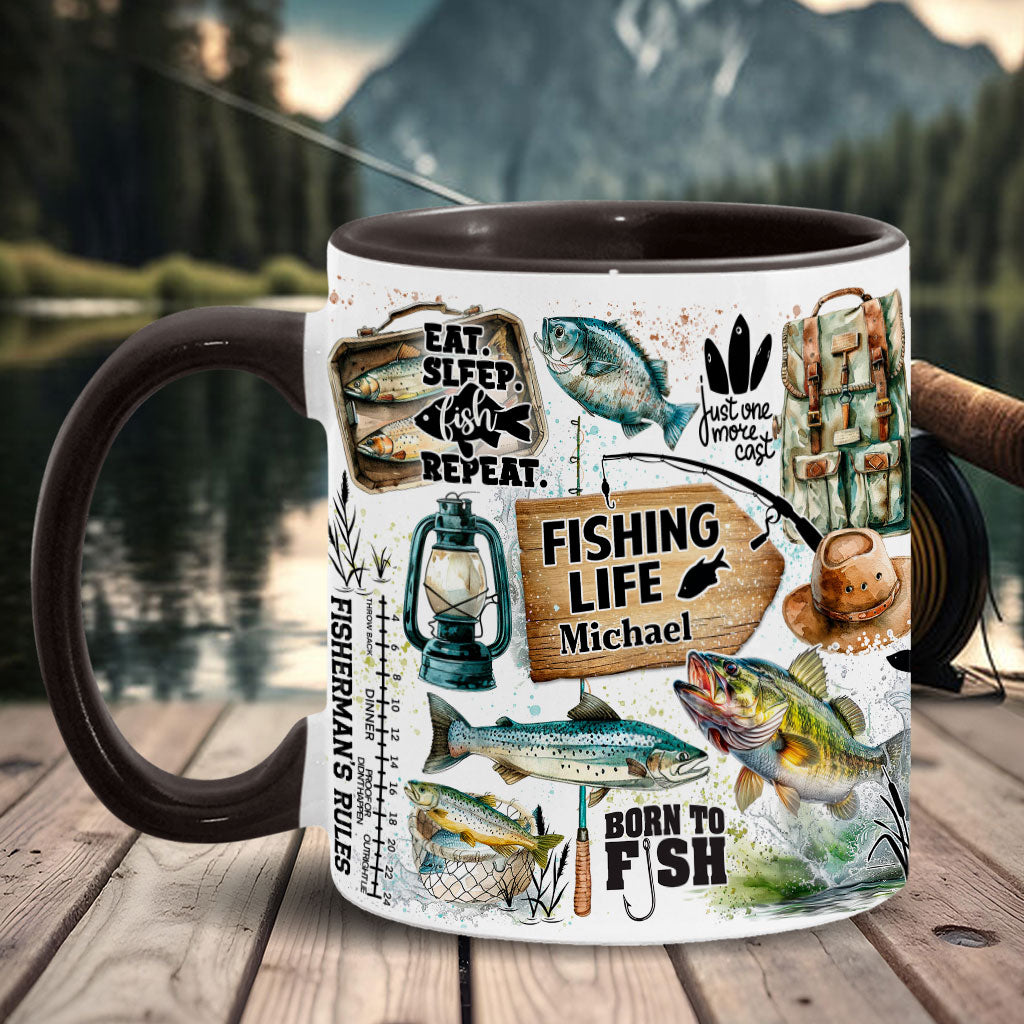 Juste un dernier lancer - Mug personnalisé sur le thème de la pêche