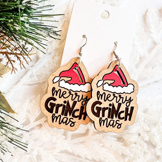 Joyeux Noël - Boucles d'oreilles en bois Stole Christmas
