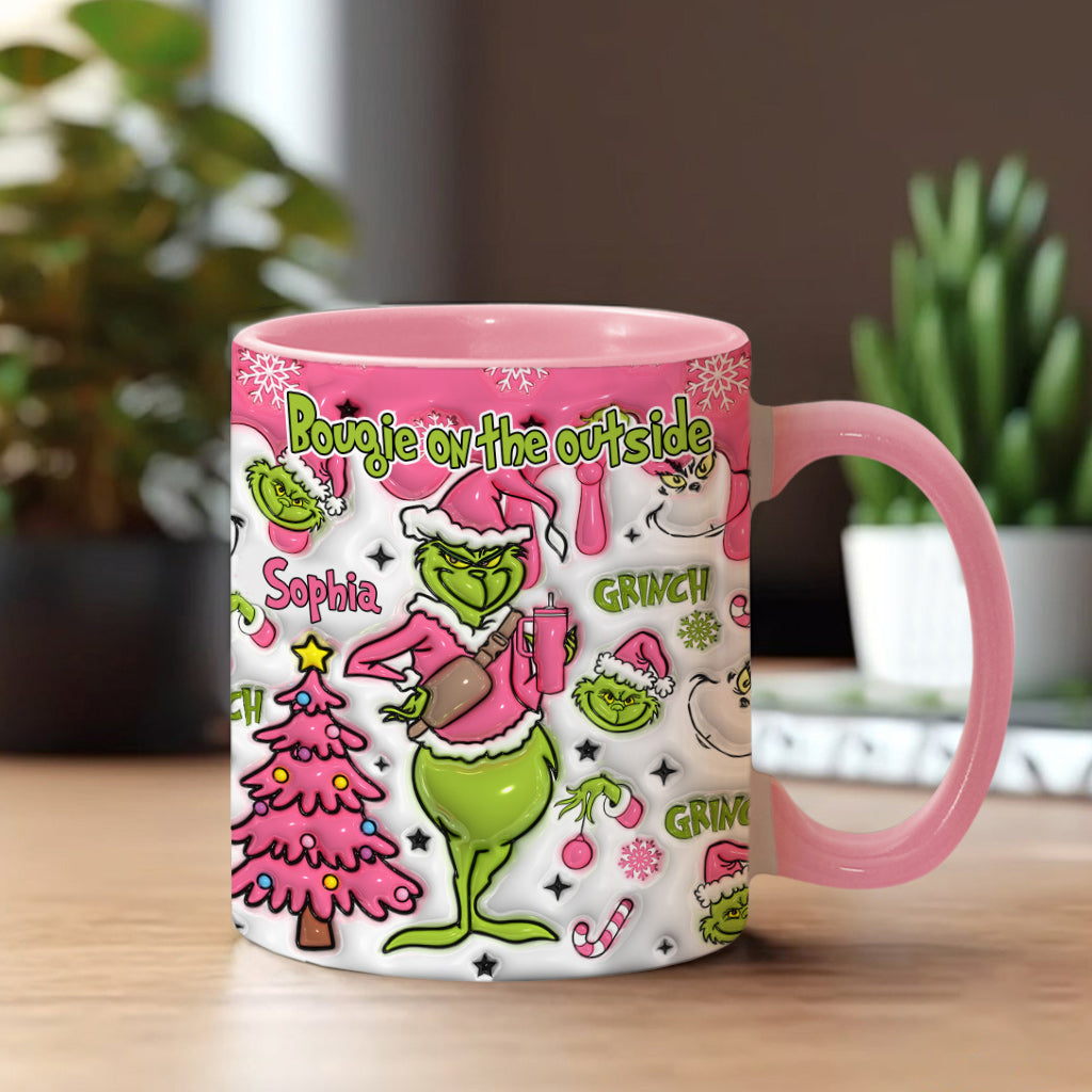 Grincheux à l'intérieur - Mug personnalisé avec étole de Noël