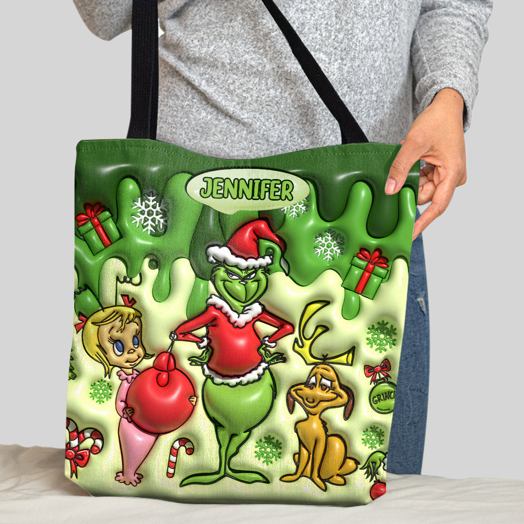 Merry Grinchmas - Personalized Stole Christmas Tote Bag