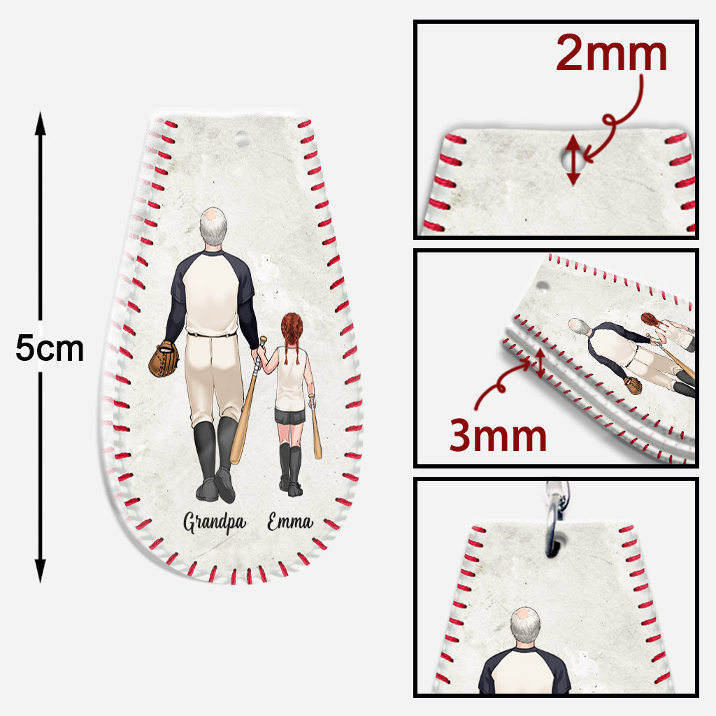 #1 Papa de baseball - Cadeau de baseball pour papa ou grand-père - Porte-clés personnalisé