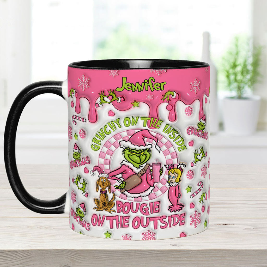 Grincheux à l'intérieur - Mug personnalisé avec étole de Noël