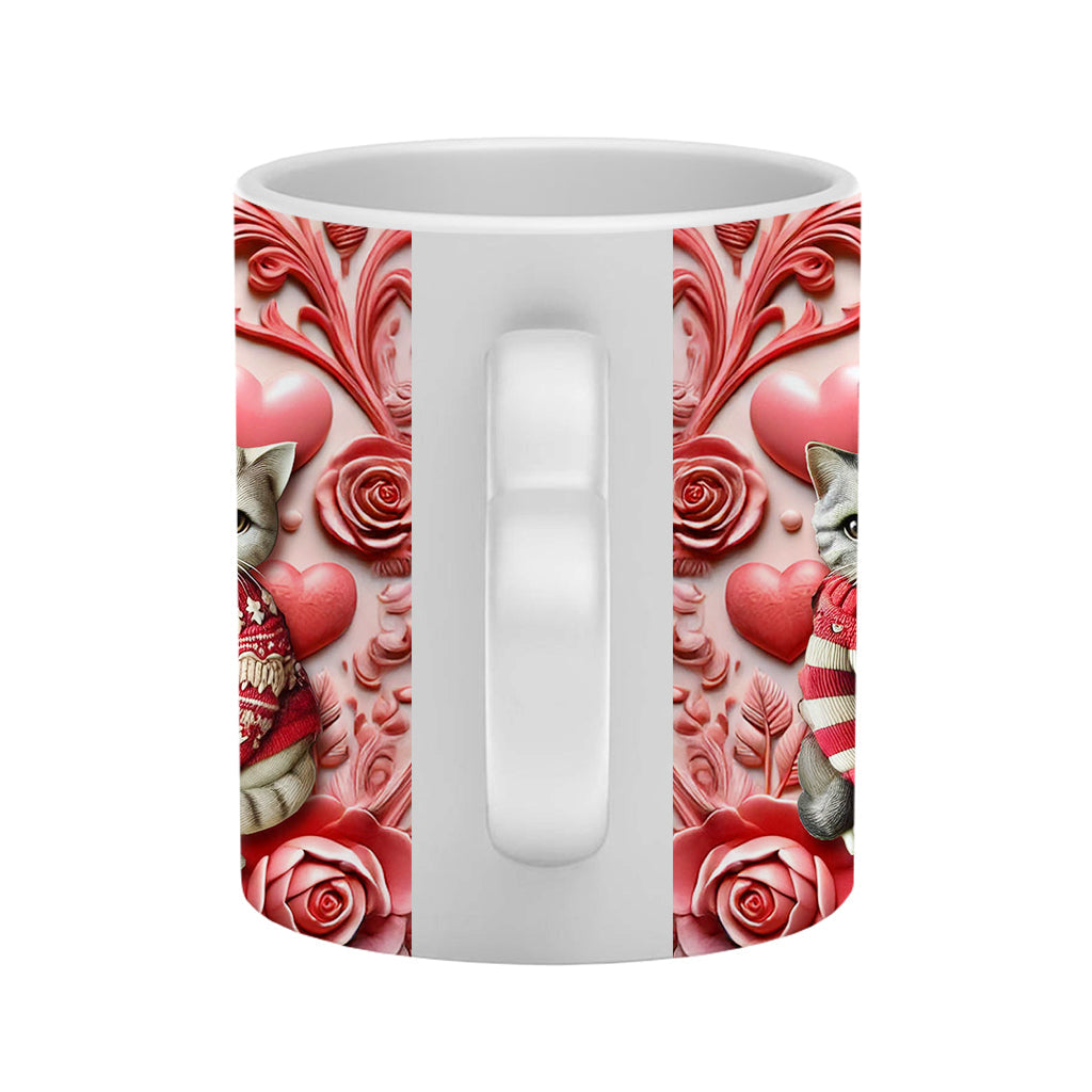 Happy Meowetines - Mug personnalisé avec anse en forme de cœur de chat
